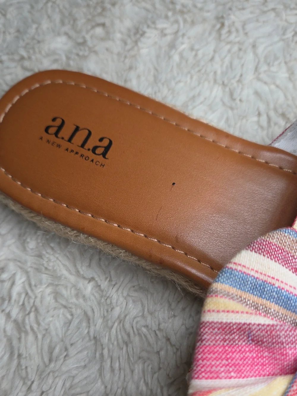 Women's A.N.A. Woven Bow Striped Sandals Slides Sz 9